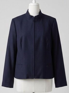 Pendleton Vintage 100% Virgin Wool Stand Up Collar Blazer Indigo Size 12 Petite
